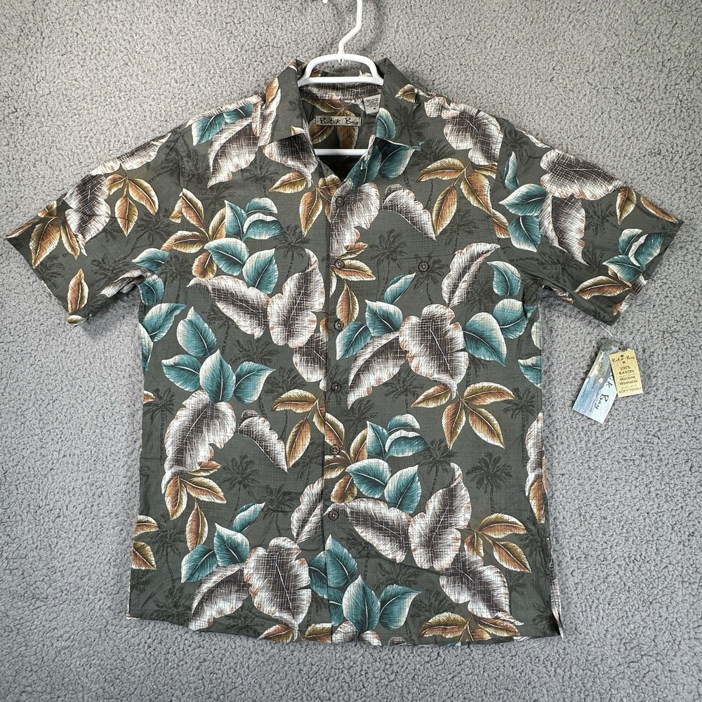 Batik Bay Hawaiian Men's Shirt Size M Short Sleeve‎ Button Up Palm Trees-NEW